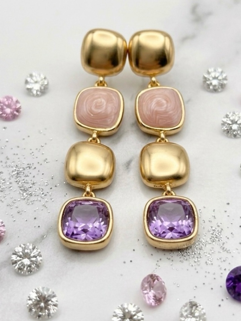 14K Gold Plated Australian Crystal Drop Earrings Hypoallergenic Limited